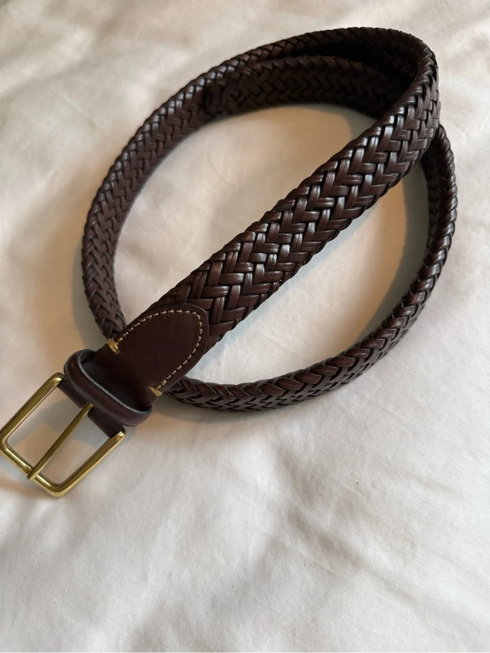Vintage Trafalgar Braided Leather Belt made in Argentina Dark Brown size 36